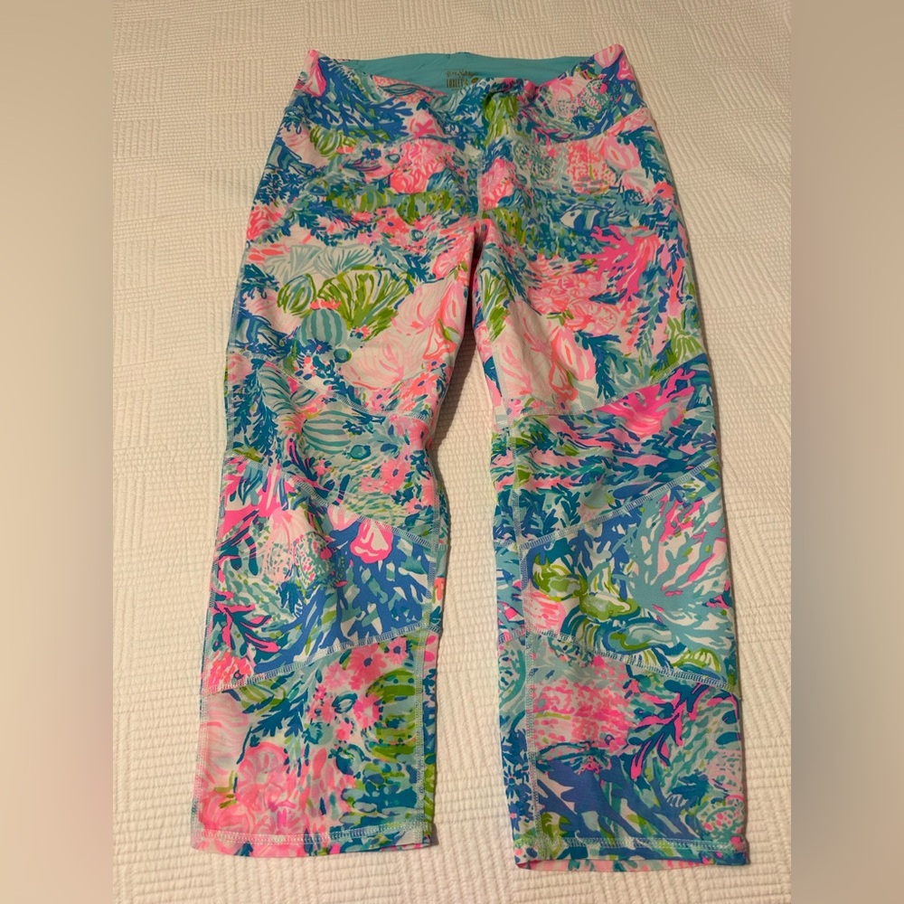 Lilly Pulitzer Multicolor Tropical Print Cropped Leggings - Pink, Blue, Green